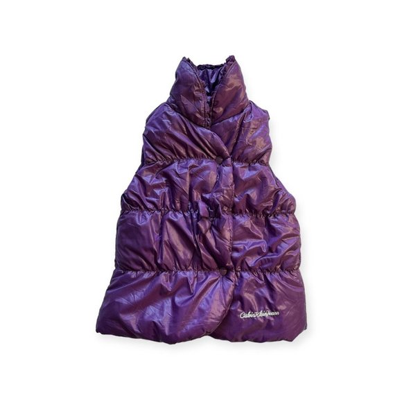 Calvin Klein youth Girls Puffer Jacket Coat Vest size 6 Quilted button snaps - Picture 1 of 8
